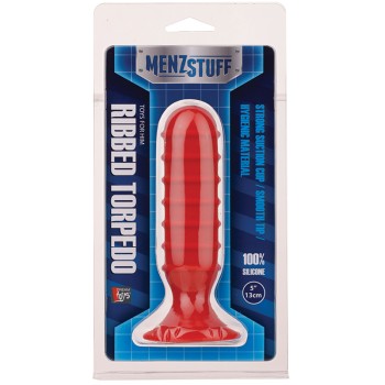 MENZSTUFF RIBBED TORPEDO PLUG 5INCH RED 